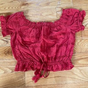 Red Crop top Blouse